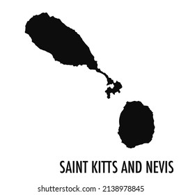 Vector high quality map of the Caribbean state of Saint Kitts and Nevis - Simple black silhouette high quality map