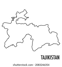 Vector high quality map of the Central Asia state of Tajikistan - Simple hand made line drawing map