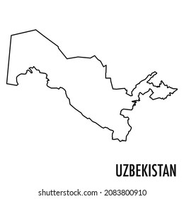 Vector high quality map of the Central Asia state of Uzbekistan - Simple hand made line drawing map