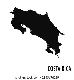 Vector high quality map of the Central American state of Costa Rica - Simple black silhouette high quality Costa Rican map