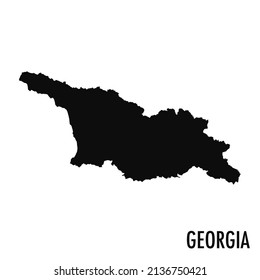 Vector High Quality Map Of The Eastern European State Of Georgia - Simple Black Silhouette High Quality Georgian Map