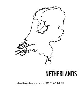 Vector high quality map of the European state of Netherlands - Simple hand made line drawing map
