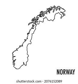 Vector high quality map of the European state of Norway - Simple hand made line drawing map