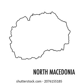 Vector high quality map of the European state of North Macedonia - Simple hand made line drawing map