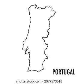 Mapa vectorial de alta calidad del estado europeo de Portugal - Mapa de líneas simple hecho a mano