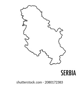 Mapa vectorial de alta calidad del estado europeo de Serbia - Mapa de líneas simple hecho a mano