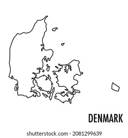 Vector high quality map of the European state of Denmark- Simple hand made line drawing map