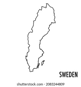Vector high quality map of the European state of Sweden - Simple hand made line drawing map