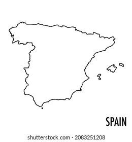 Vector high quality map of the European state of Spain - Simple hand made line drawing map