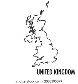 Vector high quality map of the European state of United Kingdom - Simple hand made line drawing map