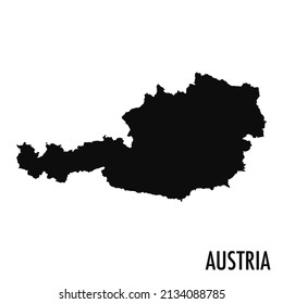 Vector high quality map of the European state of Austria - Simple black silhouette high quality Austrian map