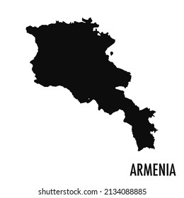 Vektorhochwertige Karte des europäischen Staates Armenien - Einfache schwarze Silhouette, hochwertige armenische Karte