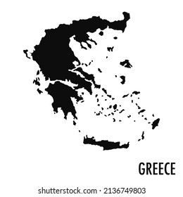 Mapa vectorial de alta calidad del estado europeo de Grecia - Silueta negra simple mapa griego de alta calidad