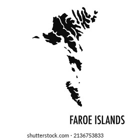 Vector high quality map of the European state of Faroe Islands - Simple black silhouette high quality Faroe map