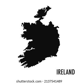 Vector high quality map of the European state of Ireland Republic - Simple black silhouette high quality Irish map