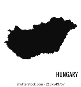 Vector high quality map of the European state of Hungary - Simple black silhouette high quality Hungarian map