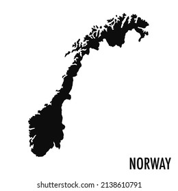 Mapa vectorial de alta calidad del estado europeo de Noruega - Silueta negra simple mapa noruego de alta calidad