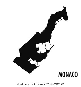 Vector high quality map of the European principality of Monaco - Simple black silhouette high quality Monegasque map