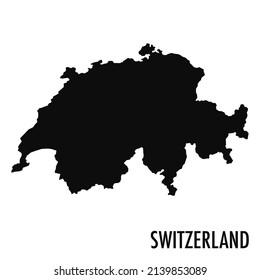 Mapa vectorial de alta calidad del estado europeo de Suiza - Silueta negra simple mapa suizo de alta calidad