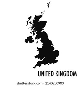Mapa vectorial de alta calidad del estado europeo del Reino Unido - Silueta negra simple mapa británico de alta calidad
