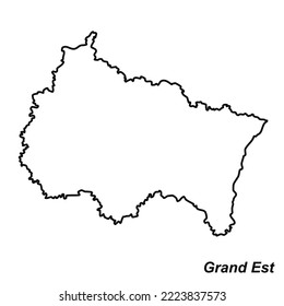 Vector high quality map of the French region of Grand Est - Simple hand made line drawing map