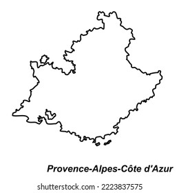 Image vectorielle carte de haute qualité de la région française de Provence-Alpes-ô-Cd'Azur - Carte simple dessinée à la main
