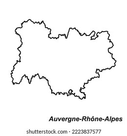 Mapa vectorial de alta calidad de la región francesa de Auvernia-Rhô ne-Alpes - Mapa de líneas simple hecho a mano