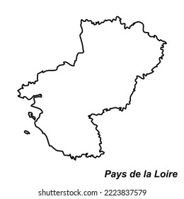 Vector high quality map of the French region of Pays de la Loire - Simple hand made line drawing map