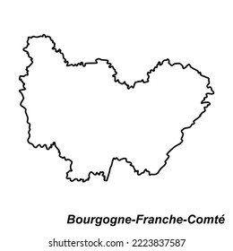 Vector high quality map of the French region of Bourgogne-Franche-Comté - Simple hand made line drawing map