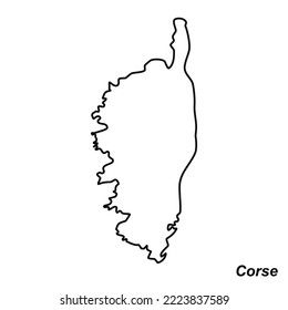 Mapa vectorial de alta calidad de la región francesa de Corse - Mapa de líneas simple hecho a mano