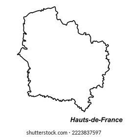 Vector high quality map of the French region of Hauts-de-France - Simple hand made line drawing map