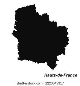 Vector high quality map of the French region of Hauts-de-France - Simple black silhouette map