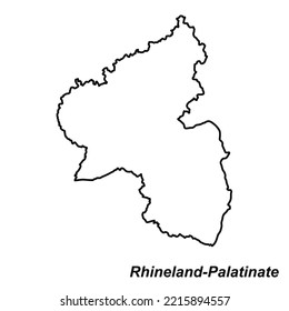 Vector high quality map of the German federal state of Rhineland-Palatinate - Simple hand made line drawing map