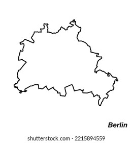 Vector high quality map of the German federal state of Berlin - Simple hand made line drawing map