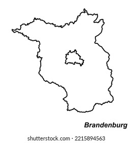 Vector high quality map of the German federal state of Brandenburg - Simple hand made line drawing map