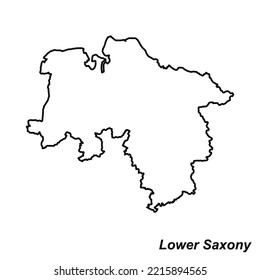 Vector high quality map of the German federal state of Lower Saxony - Simple hand made line drawing map