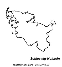 Vector high quality map of the German federal state of Schleswig-Holstein - Simple hand made line drawing map