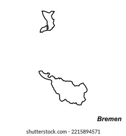 Vector high quality map of the German federal state of Bremen - Simple hand made line drawing map