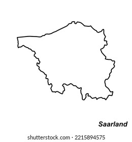 Vector high quality map of the German federal state of Saarland - Simple hand made line drawing map