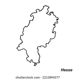 Vector high quality map of the German federal state of Hesse - Simple hand made line drawing map