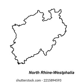 Vector high quality map of the German federal state of North Rhine-Westphalia - Simple hand made line drawing map