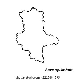 Vector high quality map of the German federal state of Saxony-Anhalt - Simple hand made line drawing map