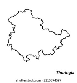 Vector high quality map of the German federal state of Thuringia - Simple hand made line drawing map
