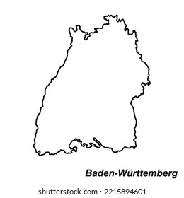 Vector high quality map of the German federal state of Baden-Württemberg - Simple hand made line drawing map