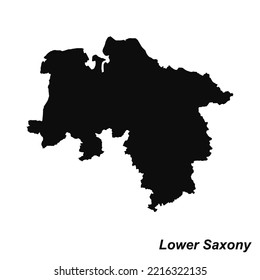 Vector high quality map of the German federal state of Lower Saxony - Black silhouette map isolated on white