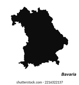 Vector high quality map of the German federal state of Bavaria - Black silhouette map isolated on white