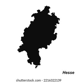 Vector high quality map of the German federal state of Hesse - Black silhouette map isolated on white