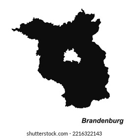 Vector high quality map of the German federal state of Brandenburg - Black silhouette map isolated on white