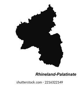 Vector high quality map of the German federal state of Rhineland-Palatinate - Black silhouette map isolated on white
