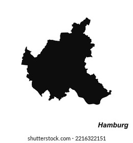 Vector high quality map of the German federal state of Hamburg - Black silhouette map isolated on white